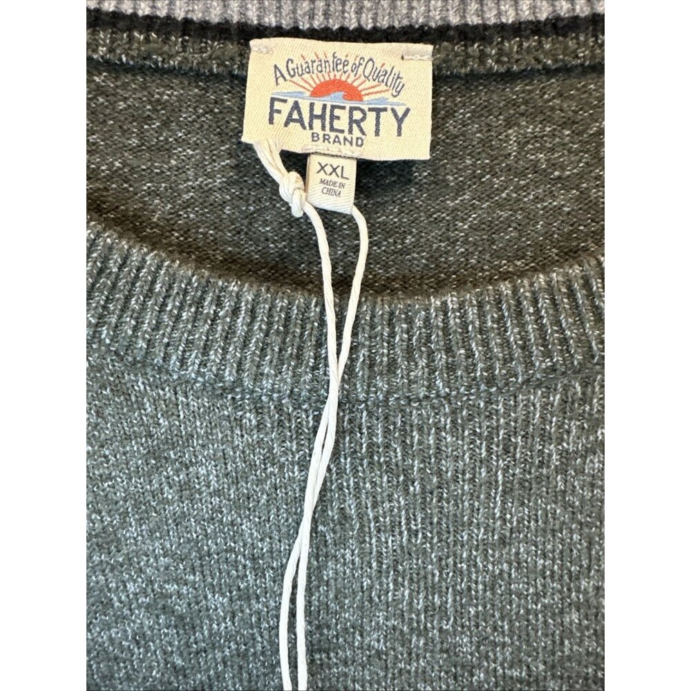 Faherty Men’s XXL Sweater Olive Heather Jackson Crew Pullover Knit Long Sleeve - Picture 5 of 8